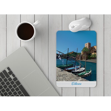 Tapis de souris de la ville de Collioure - barques