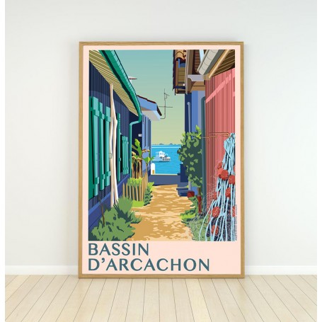 Affiche du Bassin d'Arcachon - Village de L'Herbe