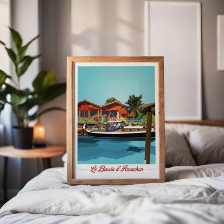 Affiche du Bassin d'Arcachon - bateau