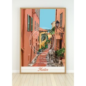 Affiche de Menton - ruelle