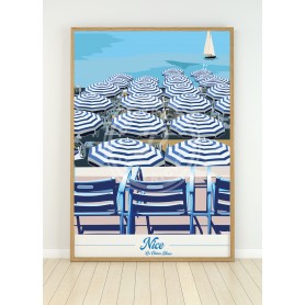 Affiche de Nice - Chaises Bleues