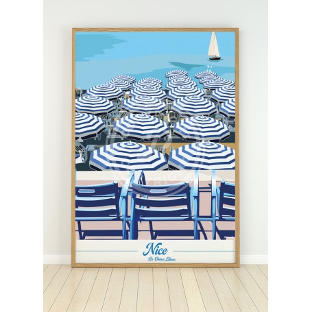 Affiche de Nice - Chaises Bleues