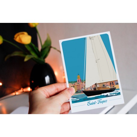 Carte postale de Saint-Tropez - voilier