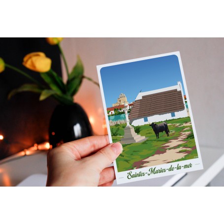 Carte Postale des Saintes-Maries-de-la-Mer - taureau