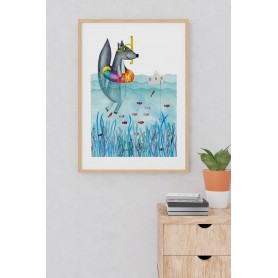 Affiche Zéphir baignade - collaboration avec l'illustratrice Ipiapia