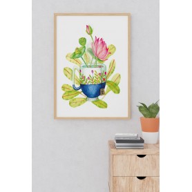Affiche Tasse lotus - collaboration avec l'illustratrice Ipiapia
