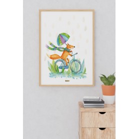 Affiche Renard vélo - collaboration avec l'illustratrice Ipiapia