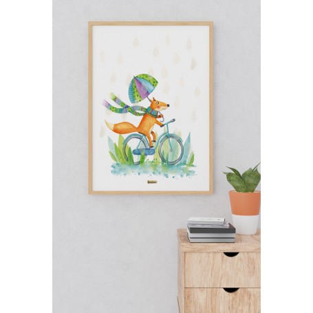 Affiche Renard vélo - collaboration avec l'illustratrice Ipiapia