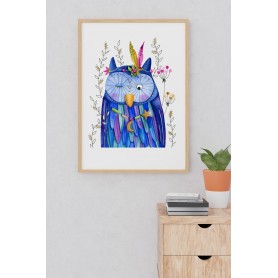 Affiche Hiboux malicieux - collaboration avec l'illustratrice Ipiapia