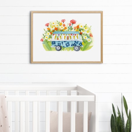 Affiche Combi fleuri - collaboration avec l'illustratrice Ipiapia