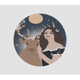 Stickers Cerf femme - collaboration avec l'illustratrice Aurélia Mahé