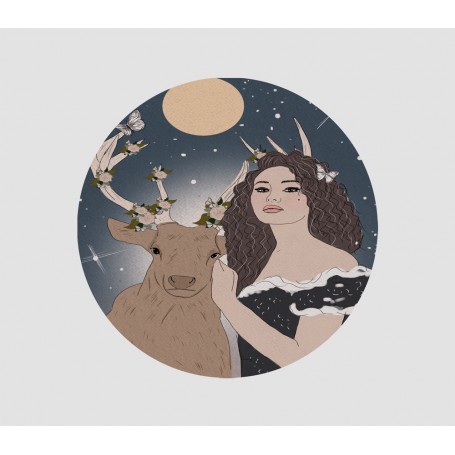 Stickers Cerf femme - collaboration avec l'illustratrice Aurélia Mahé