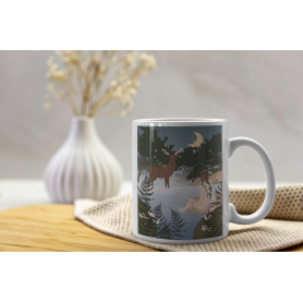 Mug Cerf paysage nuit - collaboration avec l'illustratrice Aurélia Mahé