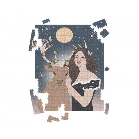Puzzle Cerf femme - collaboration avec l'illustratrice Aurélia Mahé