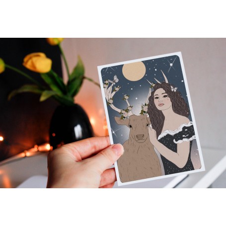 Carte Postale Cerf femme - Collaboration avec l'illustratrice Aurélia Mahé
