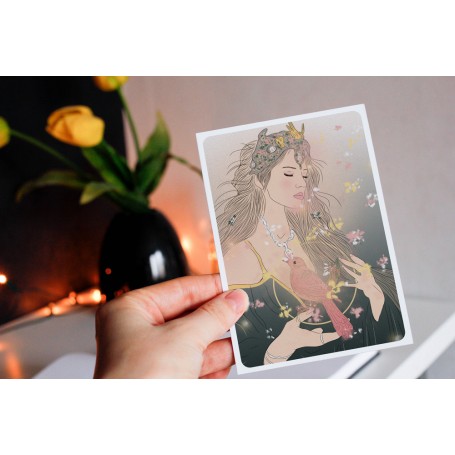 Carte Postale Déesse printemps - Collaboration avec l'illustratrice Aurélia Mahé