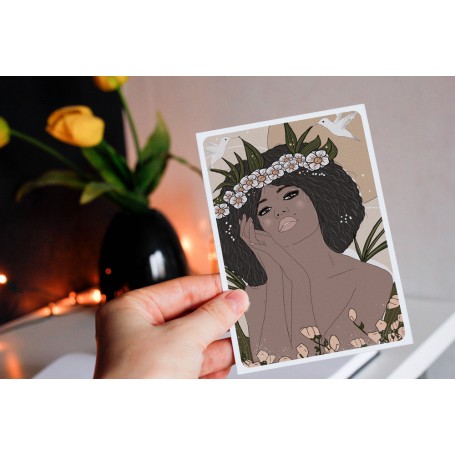 Carte Postale Portrait Vahiné - Collaboration avec l'illustratrice Aurélia Mahé