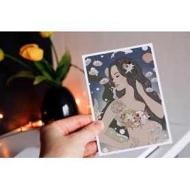 Carte Postale Sirène - Collaboration avec l'illustratrice Aurélia Mahé