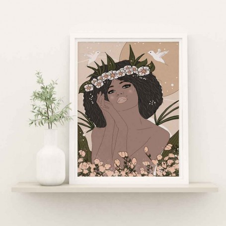 Affiche Portrait Vahiné - Collaboration avec l'illustratrice Aurélia Mahé